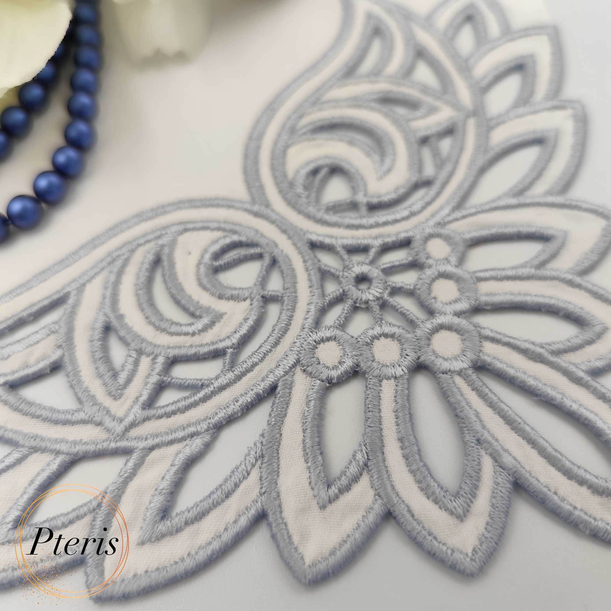 Floral Richelieu Cutwork Napkin Corner - Machine Embroidery Design - Image 3