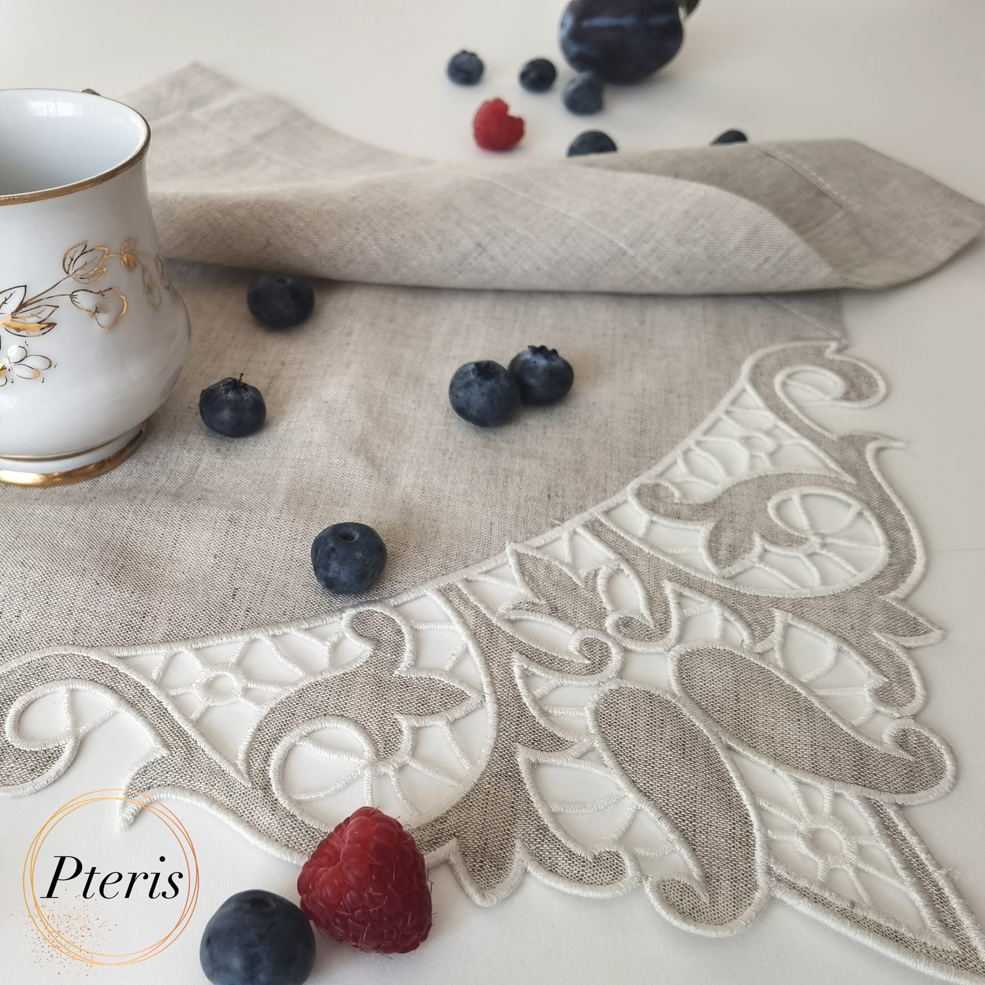 Elegant Richelieu Cutwork Napkin Corner - Machine Embroidery Design - Image 2
