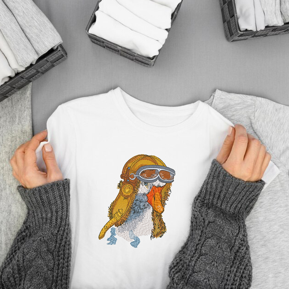 Aviator Goose - Cool Pilot Bird Machine Embroidery Design - Image 4