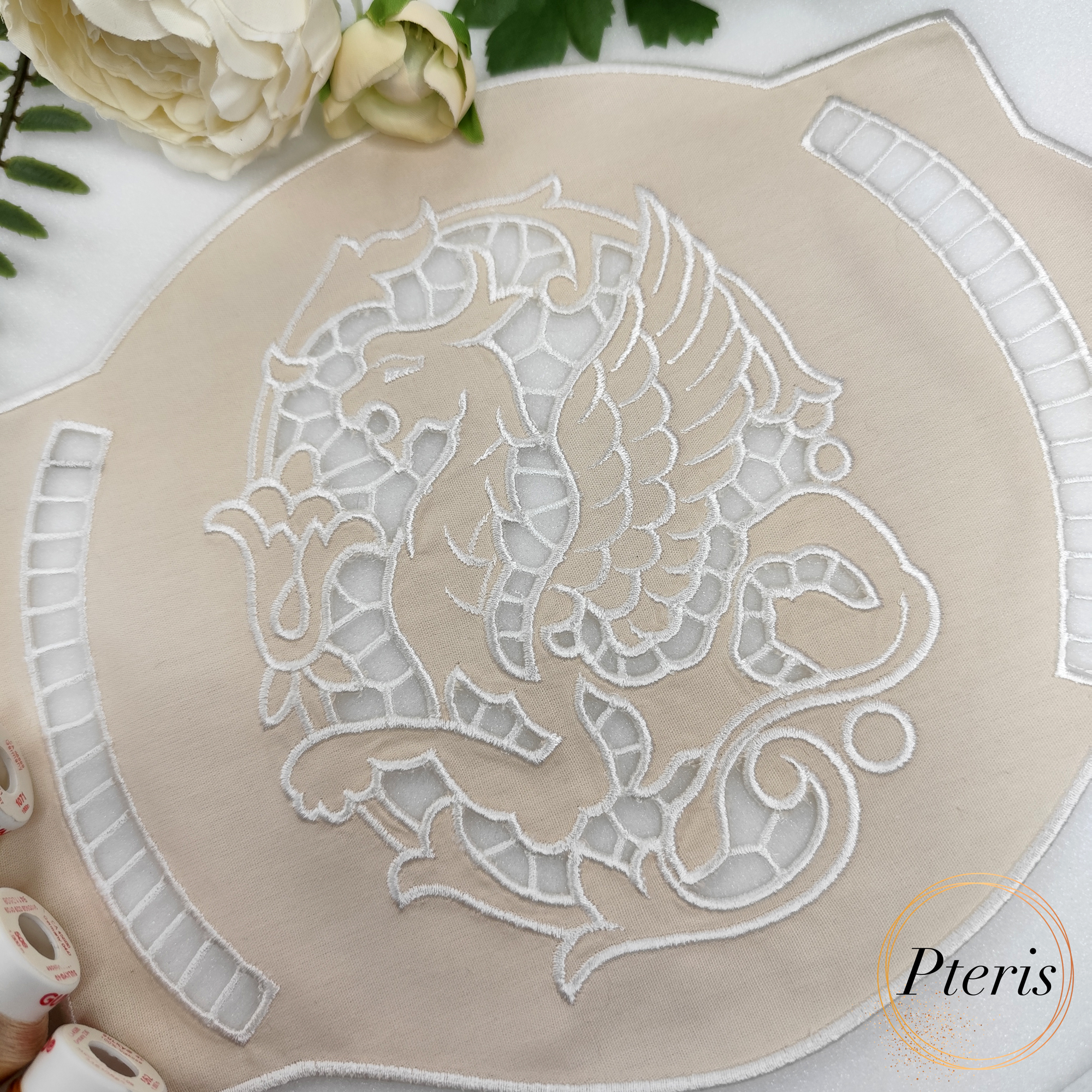 Gryphon Richelieu Cutwork Doily - All-in-the-Hoop Machine Embroidery Design - Image 3