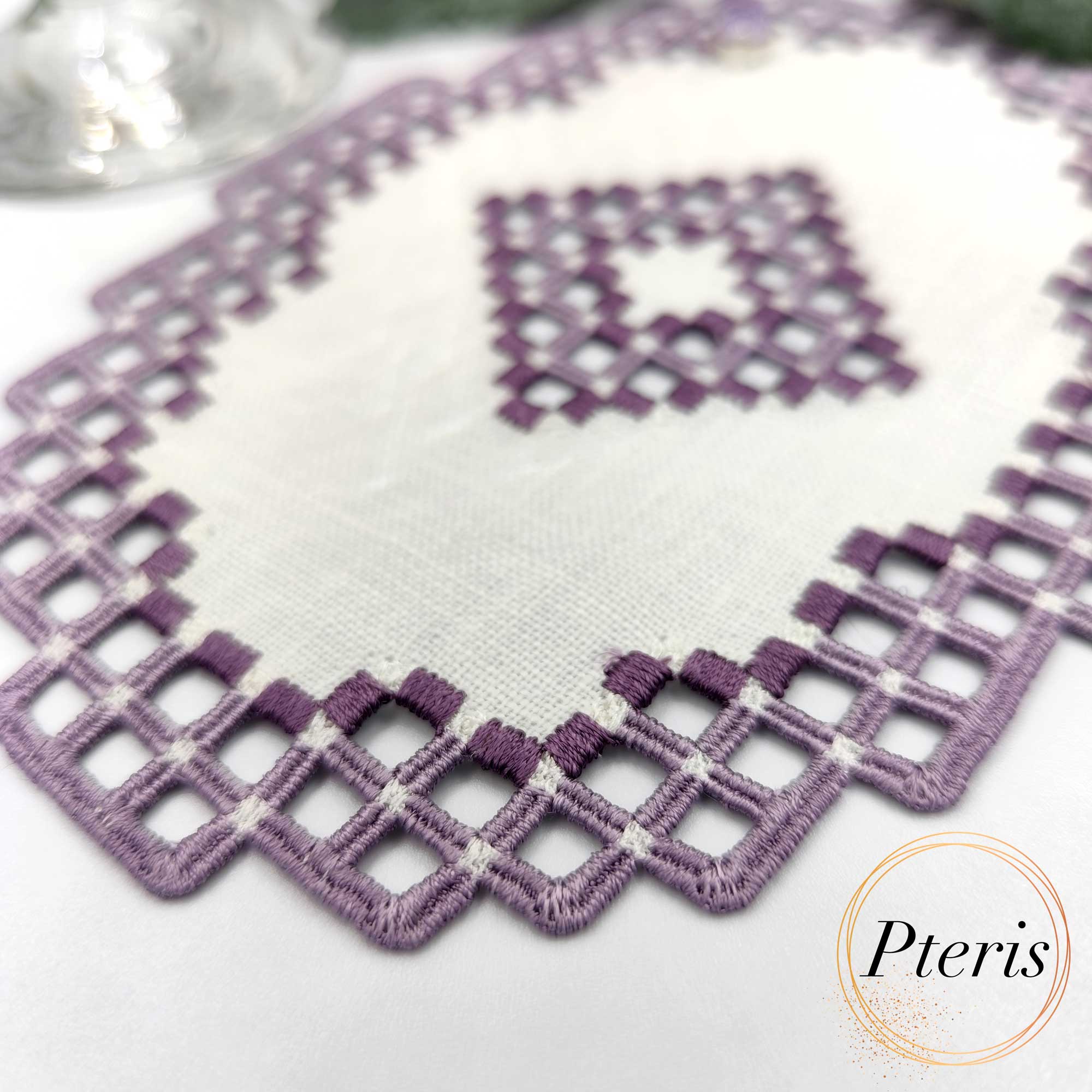 Oval Hardanger Cocktail Napkin - Machine Embroidery Design - Image 2