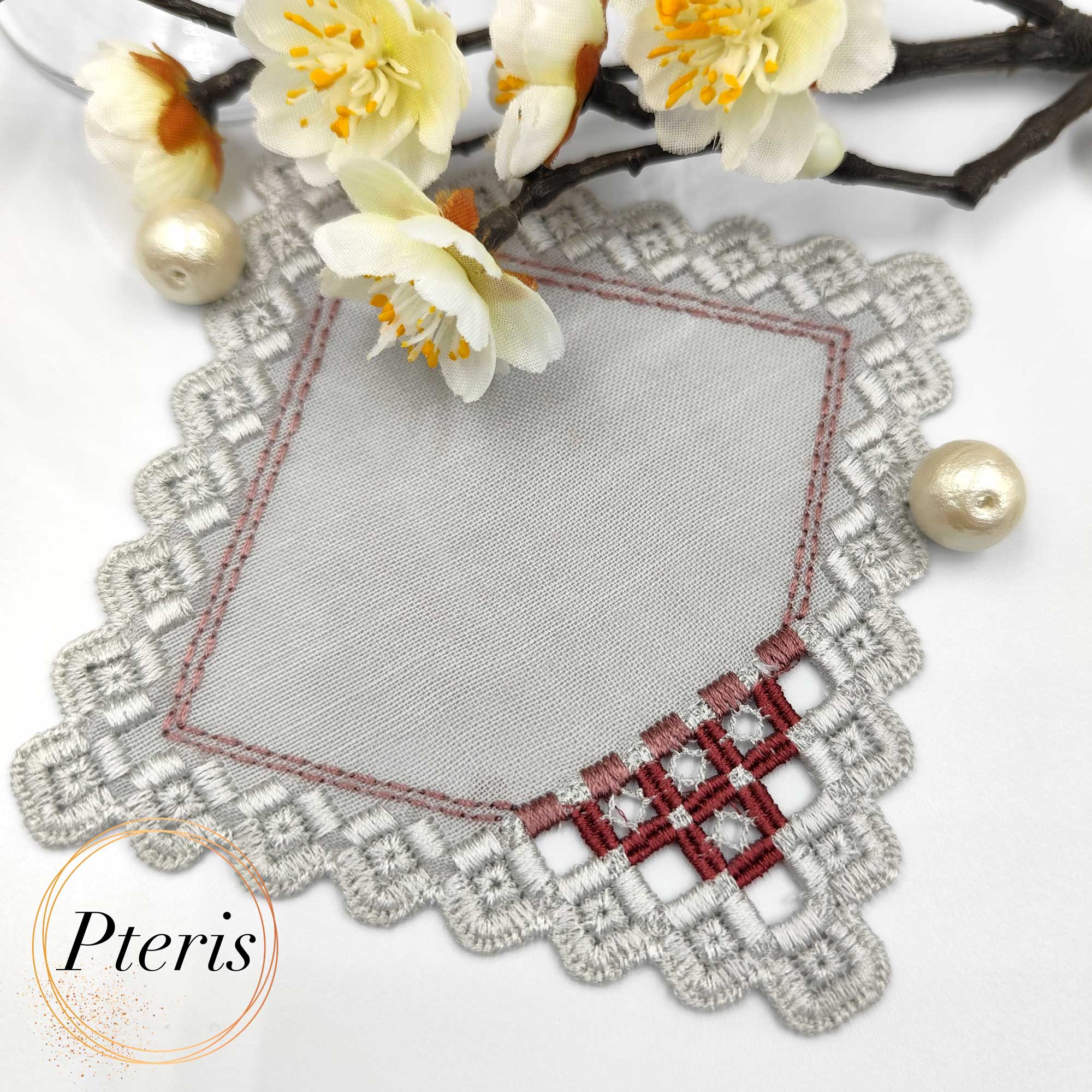 Square Hardanger Lace Napkin - In-the-Hoop Machine Embroidery Design