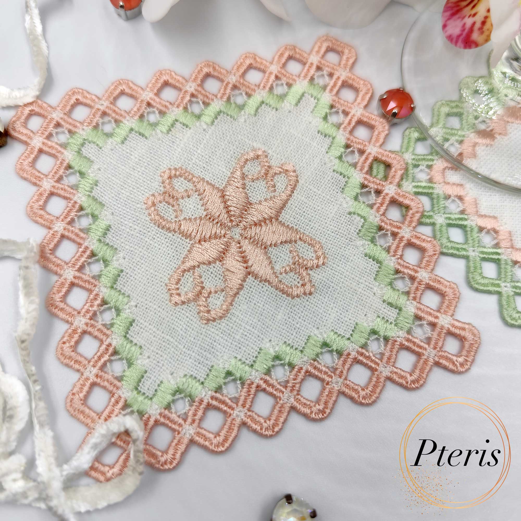 Square Hardanger Cocktail Napkin - In-the-Hoop (ITH) Machine Embroidery Design - Image 2