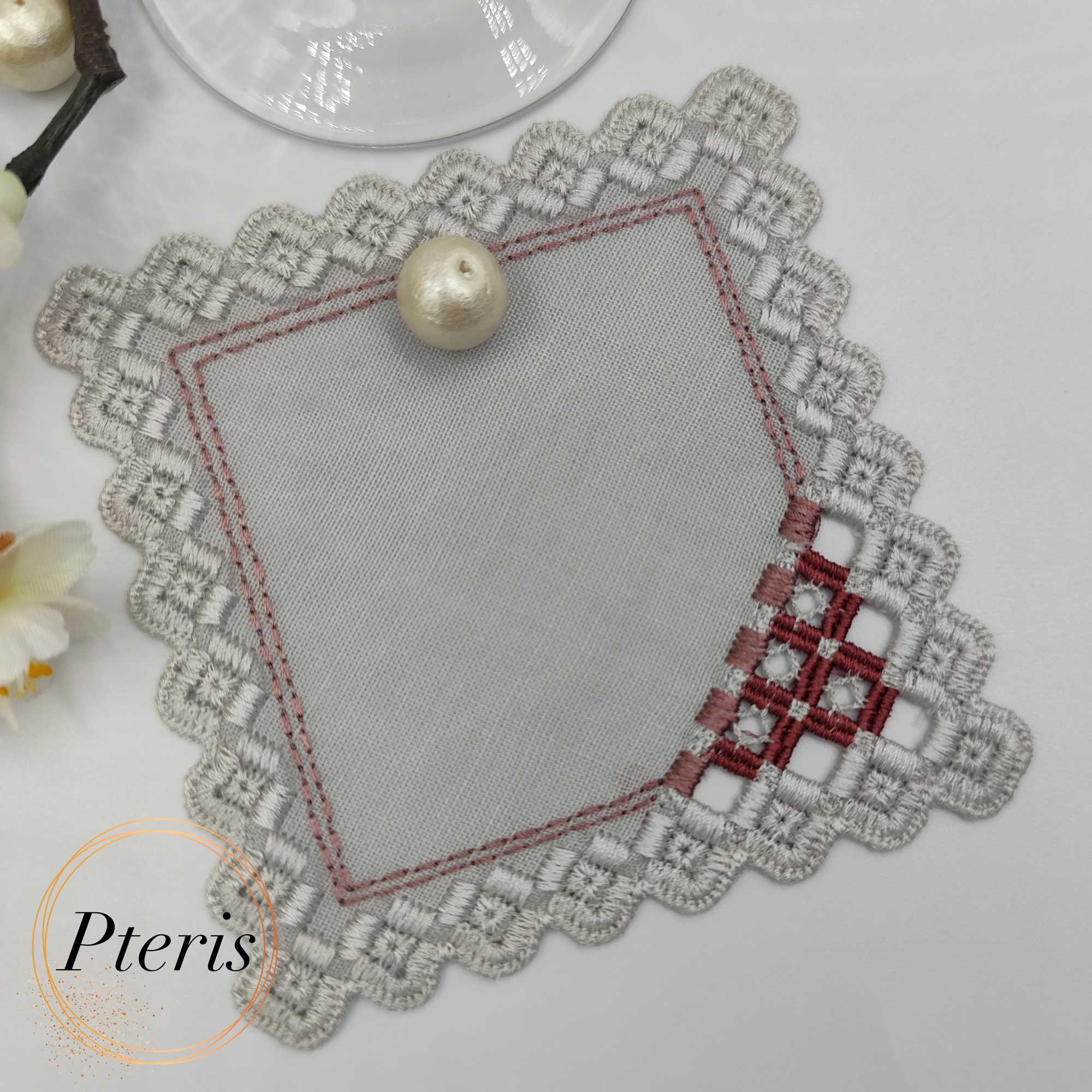 Square Hardanger Lace Napkin - In-the-Hoop Machine Embroidery Design - Image 3