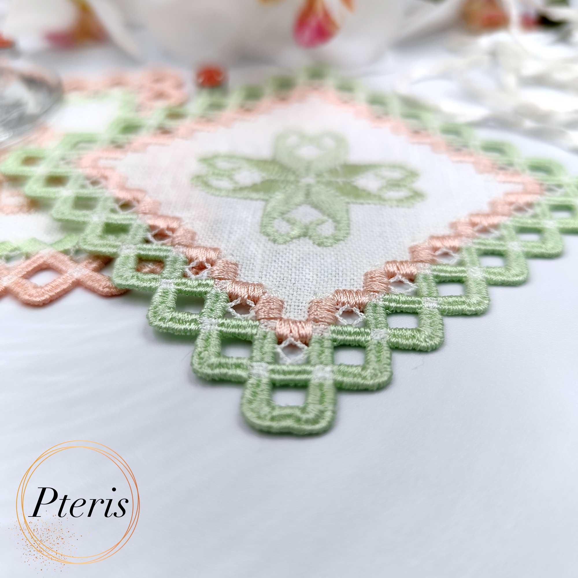 Square Hardanger Cocktail Napkin - In-the-Hoop (ITH) Machine Embroidery Design - Image 3