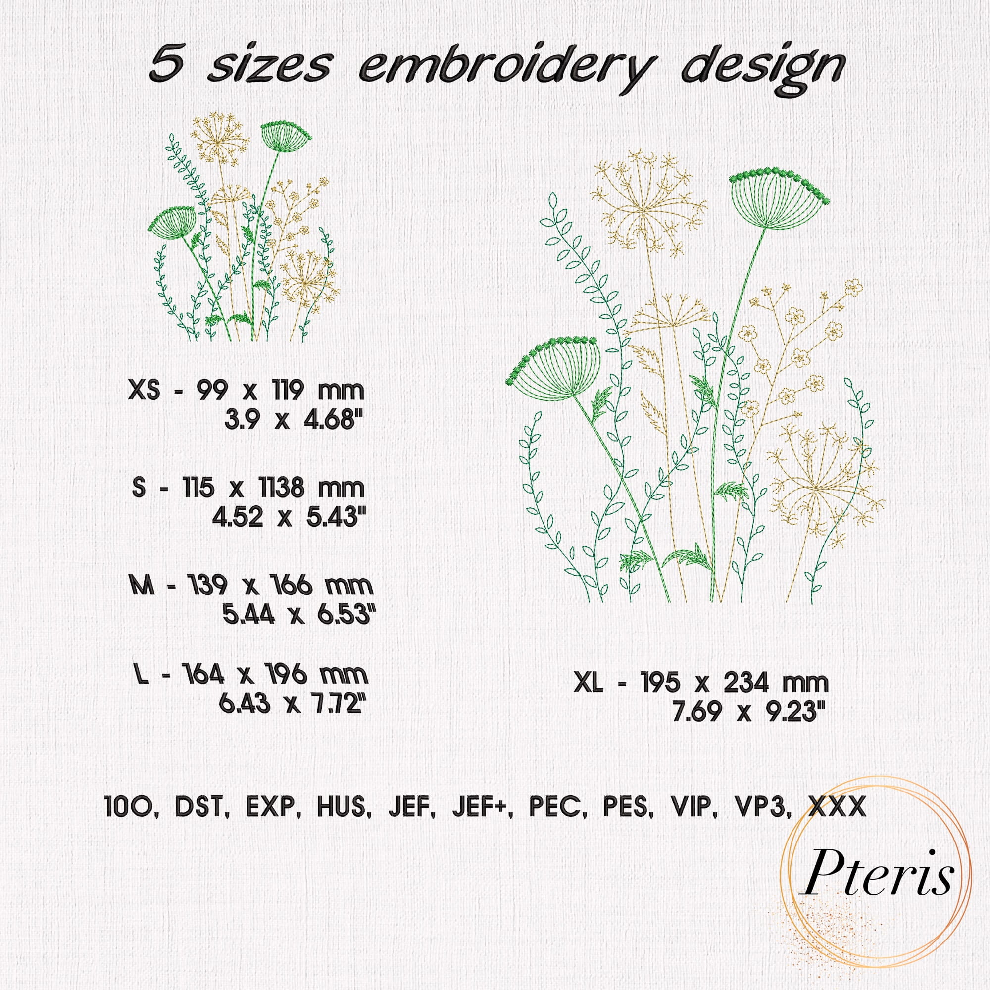 Meadow Grasses & Wildflowers - Delicate Botanical Machine Embroidery Design - Image 5