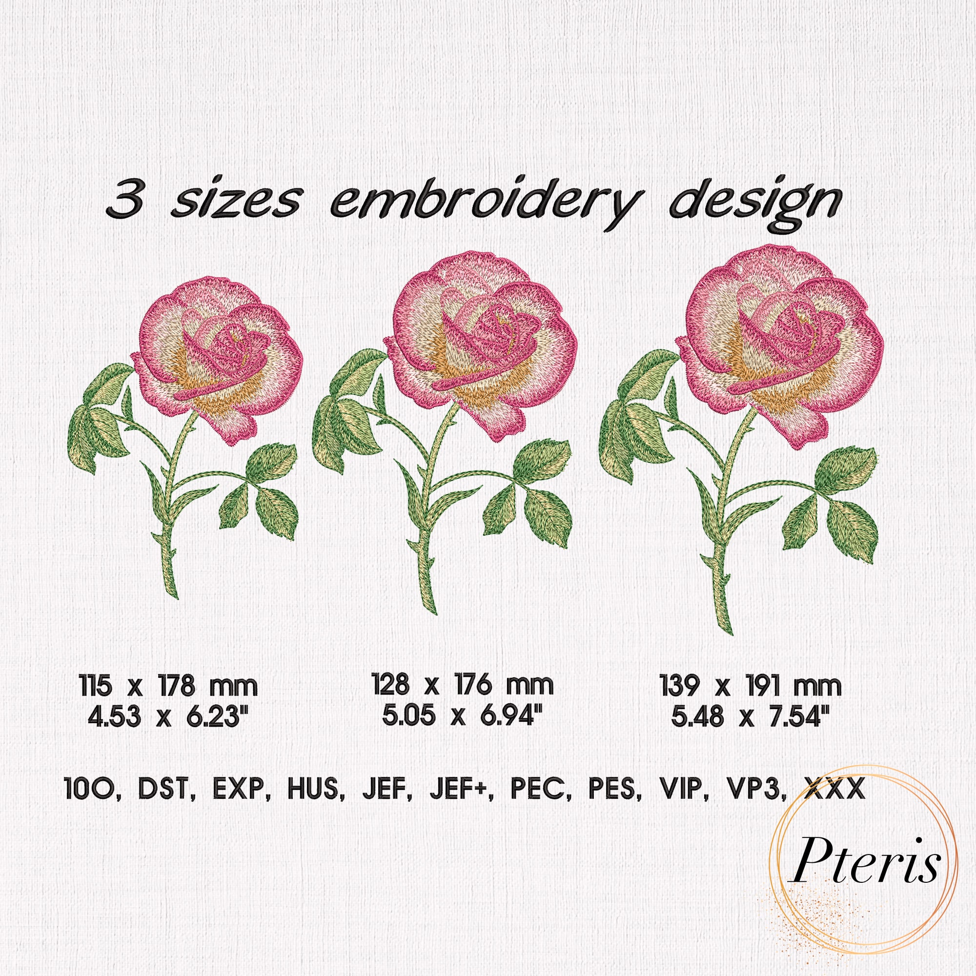 Rose in Bloom - Realistic Floral Machine Embroidery Design - Image 2