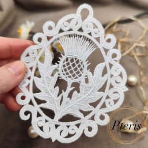 Mini FSL Scottish Thistle - Freestanding Lace Pendant & Ornament Machine Embroidery Design