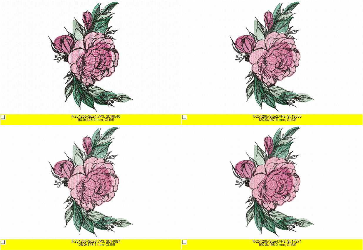 Pink Peony Machine Embroidery Design - Delicate Sketch Floral Digital File - Image 2