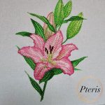 Pink Lily Machine Embroidery Design - Realistic Floral Digital Embroidery File