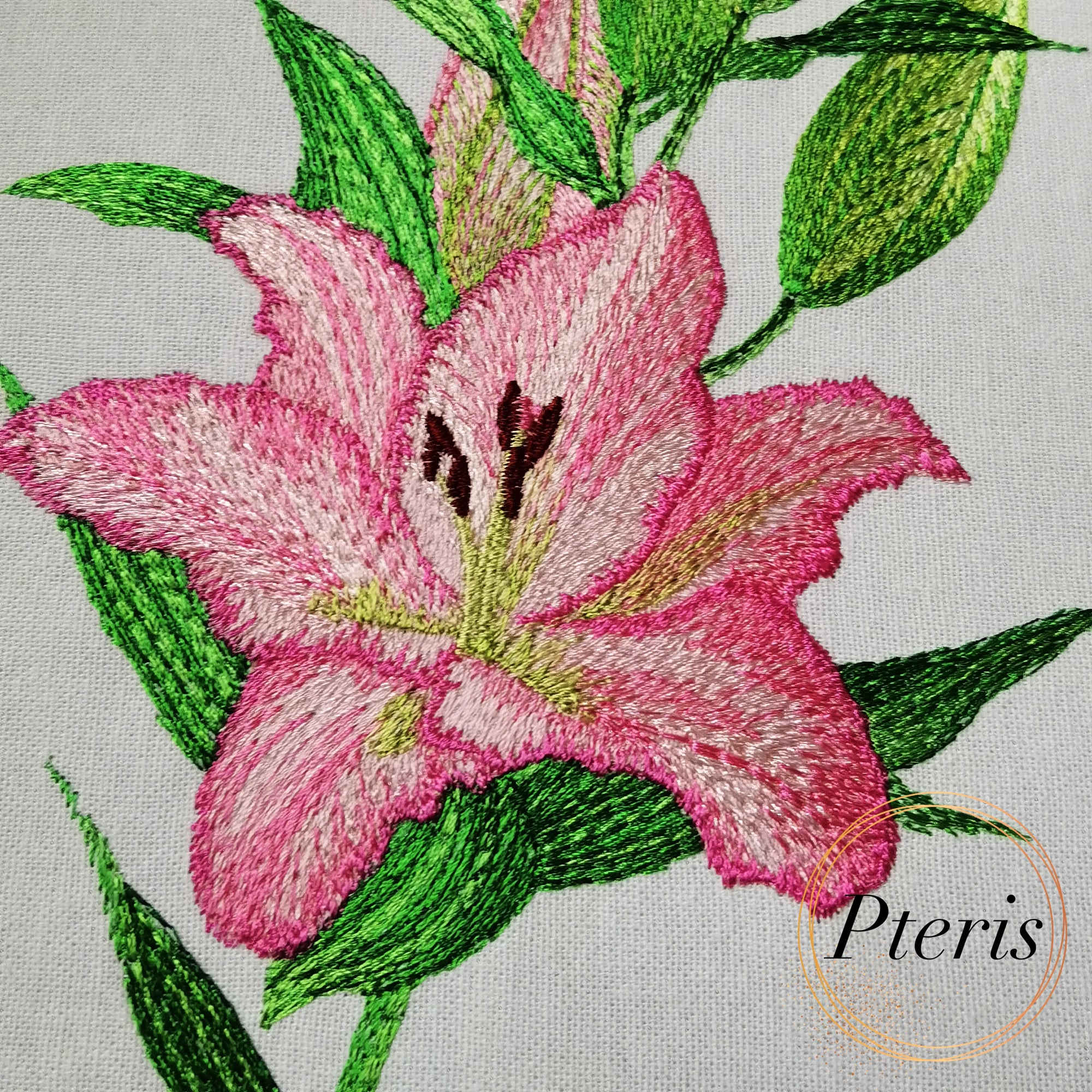 Pink Lily Machine Embroidery Design - Realistic Floral Digital Embroidery File - Image 5