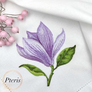 Magnolia Flower Machine Embroidery Design - Purple Floral Digital Embroidery File