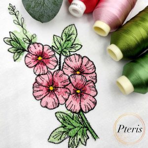Pink Wildflowers Machine Embroidery Design - Sketch Floral Digital Embroidery File